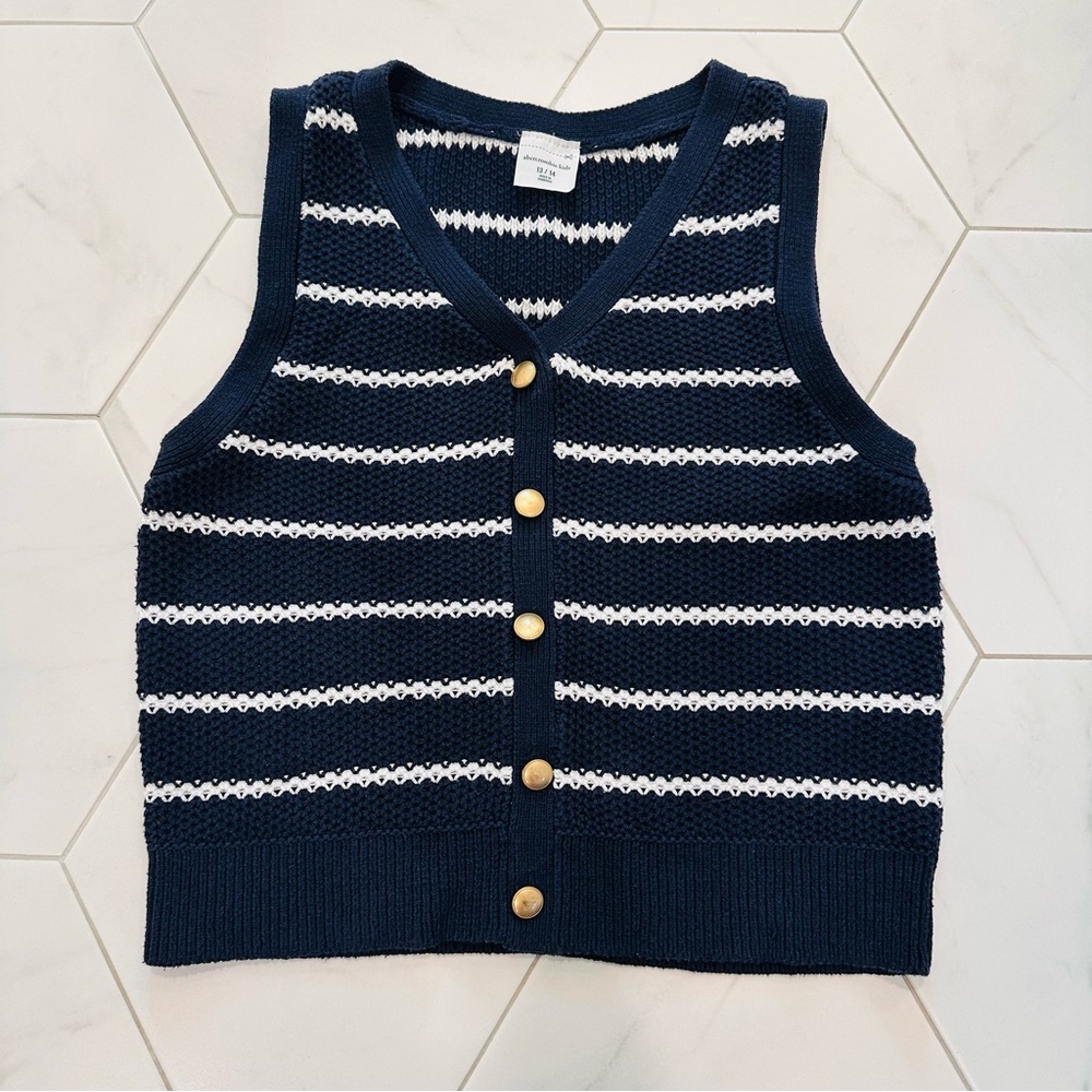 Abercrombie & Fitch Girls Navy Knit Vest (13/14)